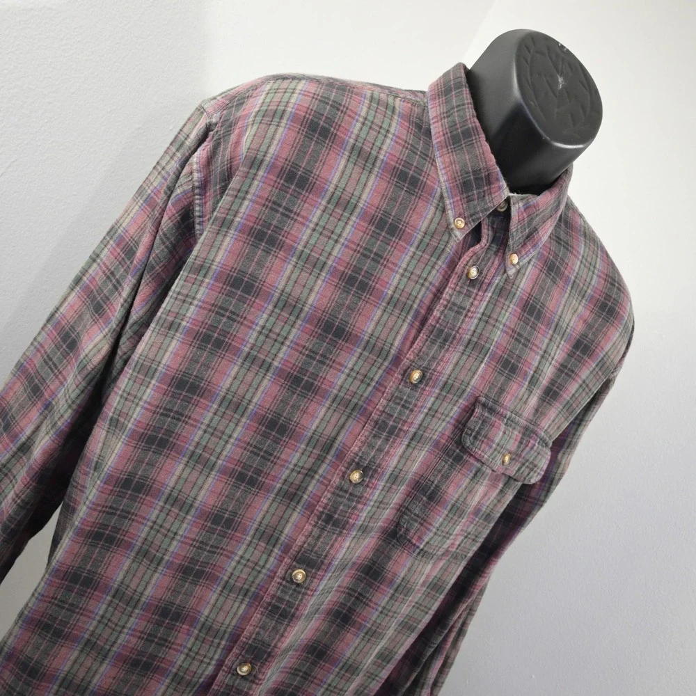 Orvis Button Up Flannel Shirt Mens XL Red Plaid Long Sleeve Heavy Cotton